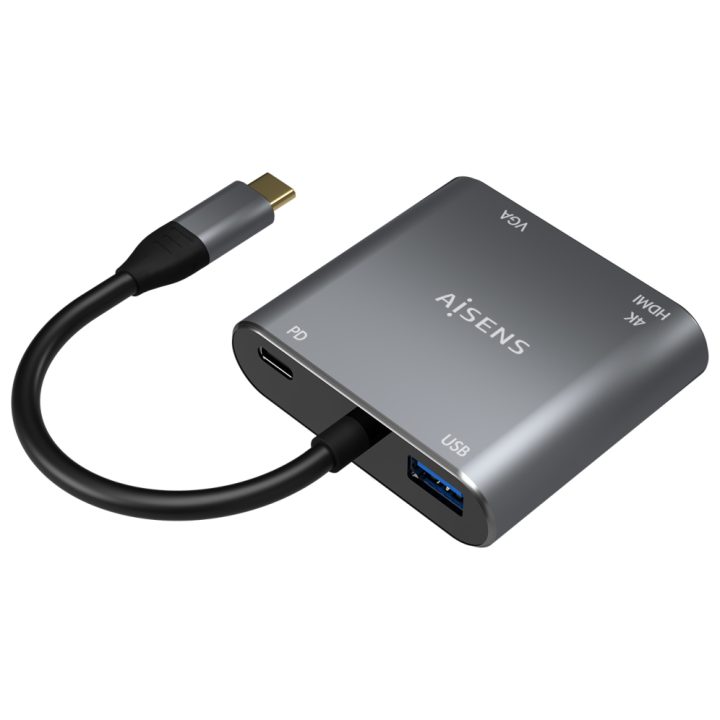 AISENS USB-C to VGA/HDMI 4K/USB3.0/USB-C PD Converter…