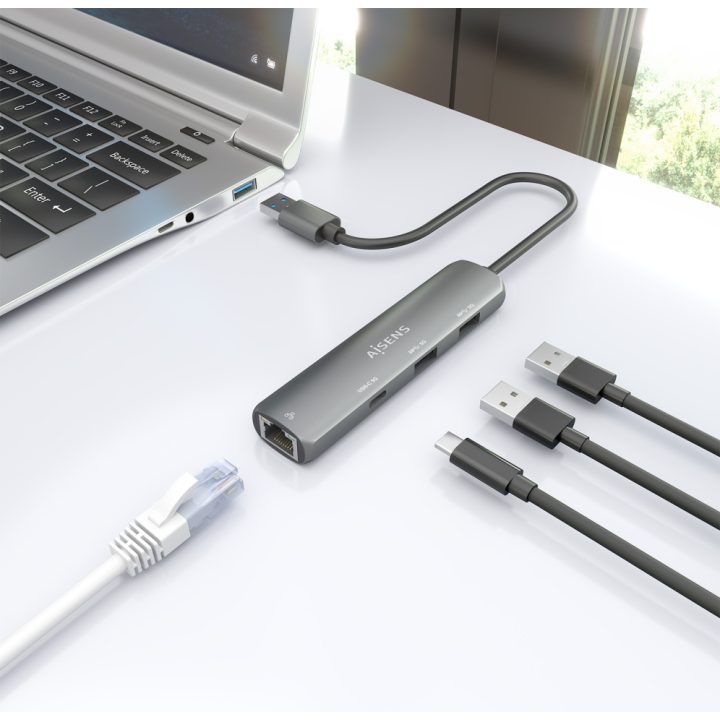 AISENS USB3.0 Dock USB-A A Ethernet Gigabit + Hub 1xUSB-C+2xUSB-A…