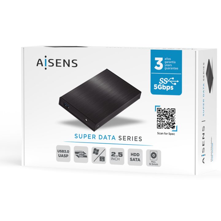 AISENS Caixa Externa 2,5″ ASE-2523B 9.5MM SATA a USB 3.0/USB3.1 GEN1…