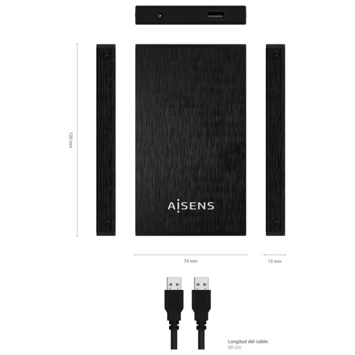AISENS Caixa Externa 2,5″ ASE-2523B 9.5MM SATA a USB 3.0/USB3.1 GEN1…
