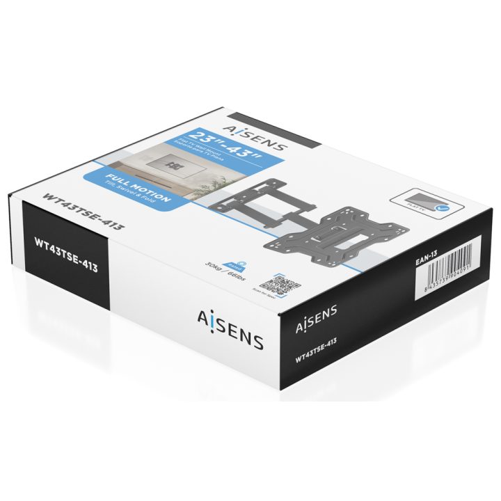 AISENS Eco Swivel, Tilt Wall Mount for Monitor/TV 30kg (3 Pivot…