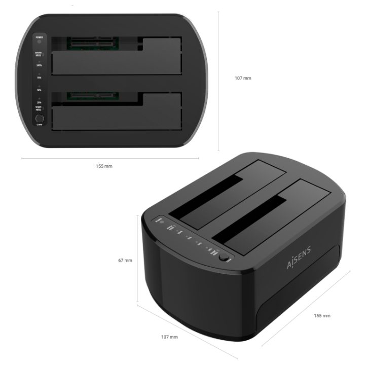 AISENS Dual Bay Docking Station ASDS-D03B SATA 2.5/3.5 to USB 3.0/3.1…