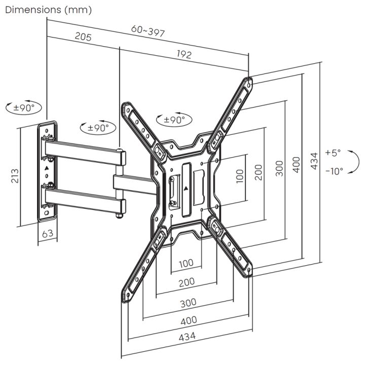 AISENS Eco Swivel, Tilting Monitor/TV Wall Mount 30kg (3 Pivot…