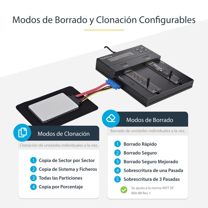 StarTech.com Clonador e Apagador Autónomo de Unidades de…