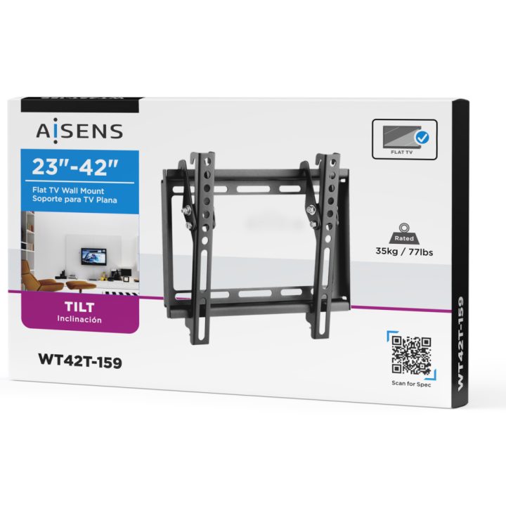 AISENS Eco Tilting Wall Mount for Monitor/TV 35kg 23-42, Black