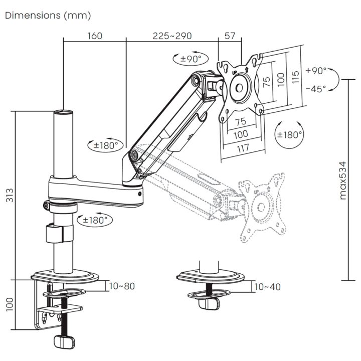 AISENS Soporte de Mesa Eco Contrapeso Giratorio e Inclinable para…