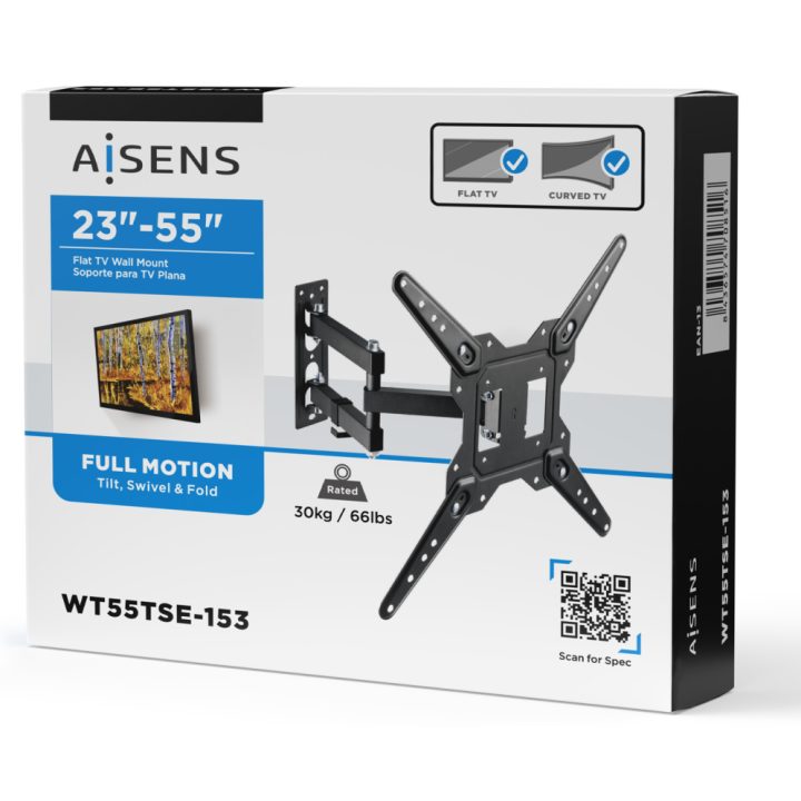 AISENS Eco Swivel, Tiltable Monitor/TV Wall Mount 30kg (3 Pivots)…