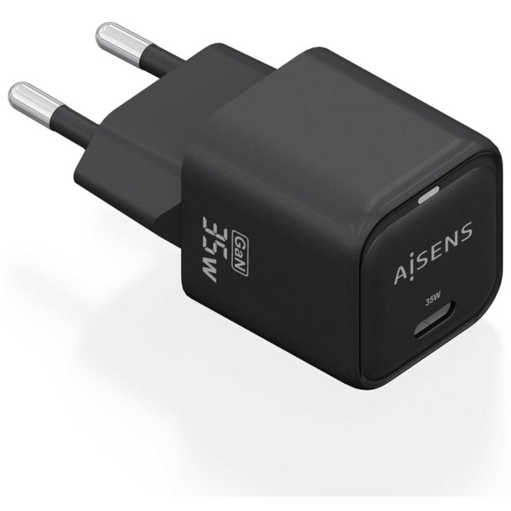 AISENS Carregador GaN 35W, 1xUSB-C PD3.0 QC4.0, Preto