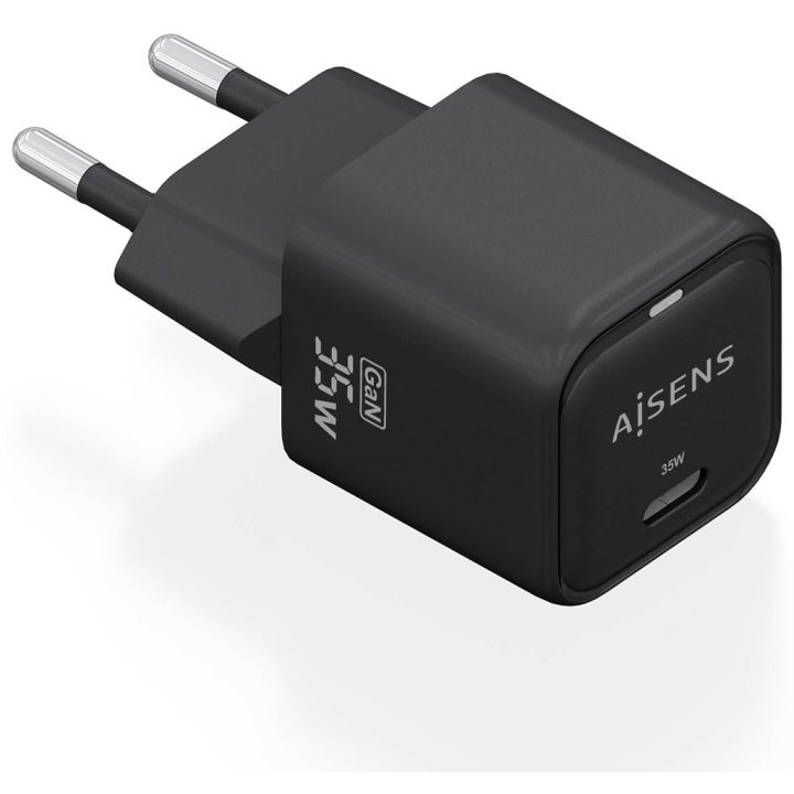 AISENS GaN Charger 35W, 1xUSB-C PD3.0 QC4.0, Black