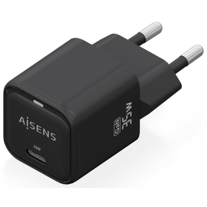 AISENS GaN Charger 35W, 1xUSB-C PD3.0 QC4.0, Black