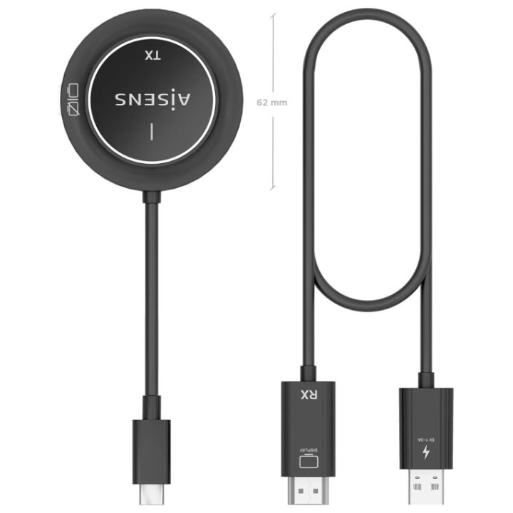 AISENS USB-C a HDMI Sem Fios 1080P 30m, Preto