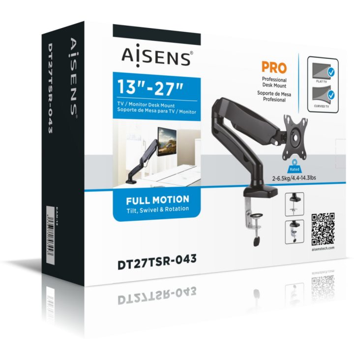 AISENS DT27TSR-043 32" Monitor Stand Desk Black