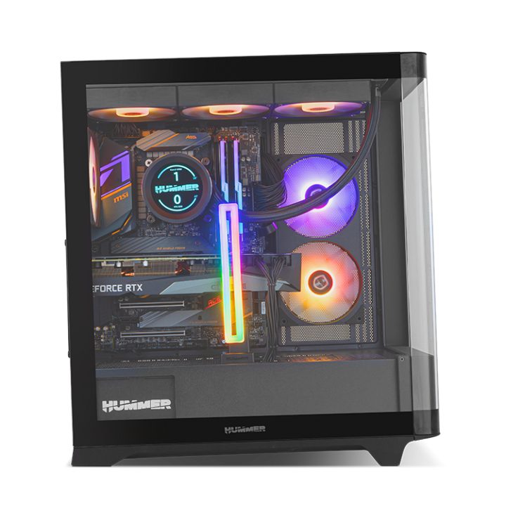 NOX Semitorre HUMMER ETHER Vidro Curvo Preto (NXHUMMERETHERBK)