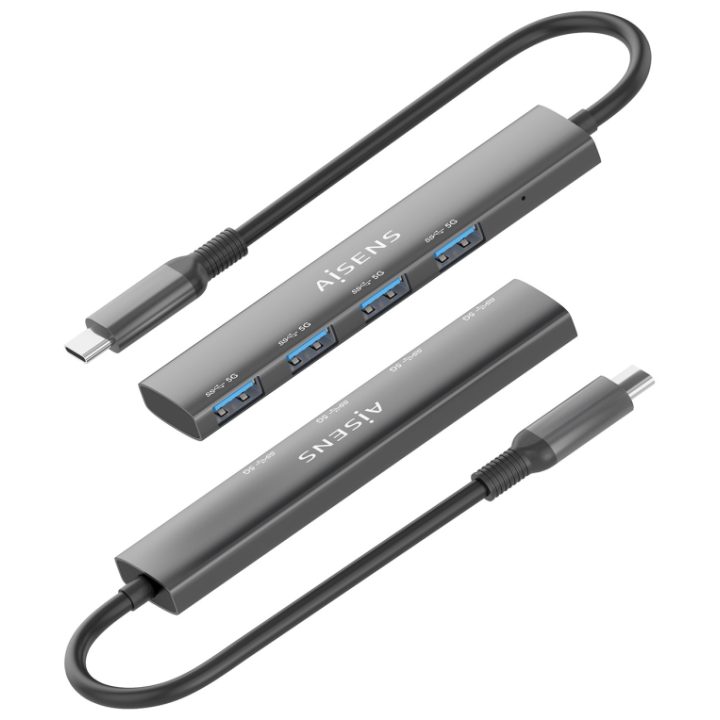 AISENS Hub USB 3.1 USB-C, USB-C/M-4x Tipo A/H, Cinzento, 15cm