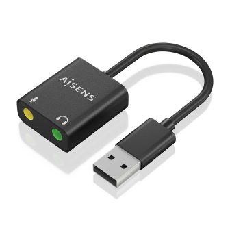 AISENS USB-A to Audio Converter 48KHz, USB-A/M-2xJack 3.5/H, Black…
