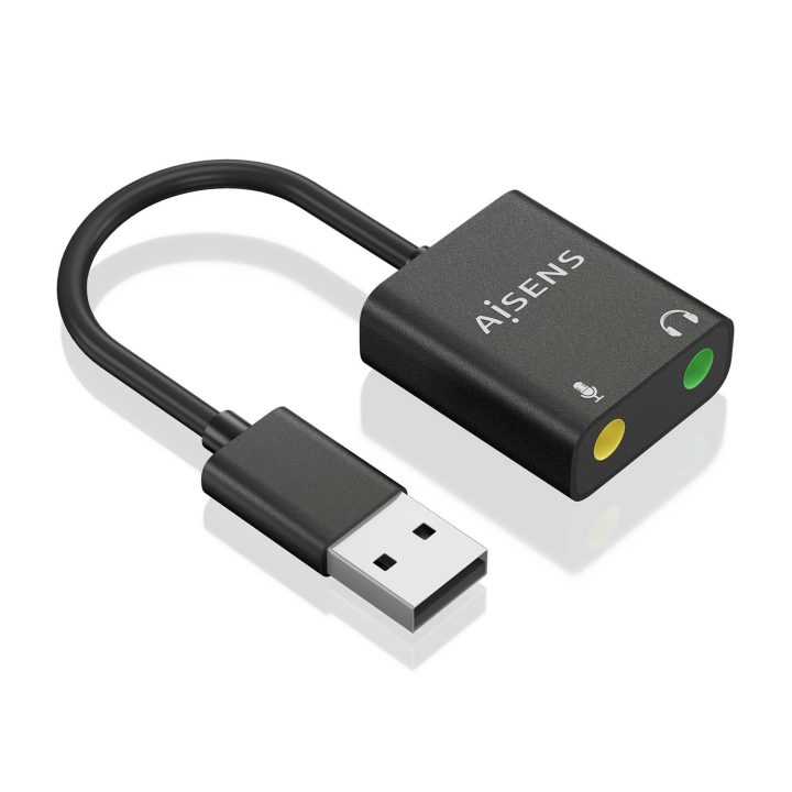 AISENS Conversor USB-A para Áudio 48KHz, USB-A/M-2xJack 3.5/H, Preto…