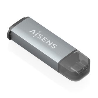 AISENS SD, Micro SD, MMC, RS-MMC, MMC Micro Card Reader, USB-C, Gray