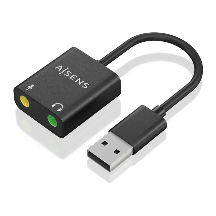 AISENS Conversor USB-A para Áudio 48KHz, USB-A/M-2xJack 3.5/H, Preto…