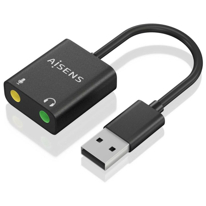 AISENS Conversor USB-A para Áudio 48KHz, USB-A/M-2xJack 3.5/H, Preto…