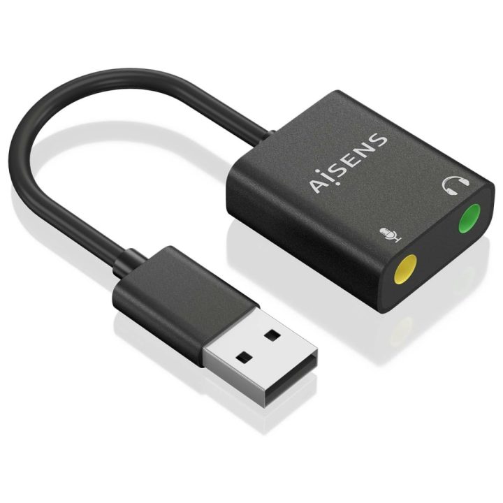 AISENS Conversor USB-A para Áudio 48KHz, USB-A/M-2xJack 3.5/H, Preto…