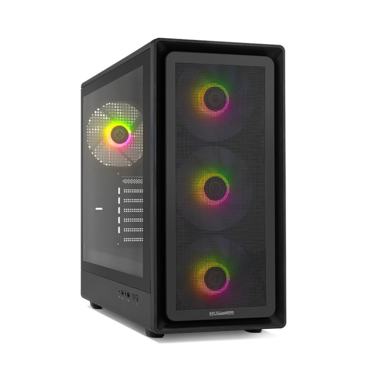 NOX Hummer AERO ARGB Mid-Tower Black x4 140mm Fans (NXHUMMERAEROBK)