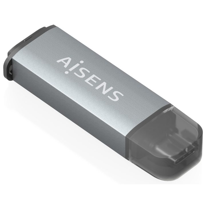 AISENS SD, Micro SD, MMC, RS-MMC, MMC Micro Card Reader, USB-C, Gray