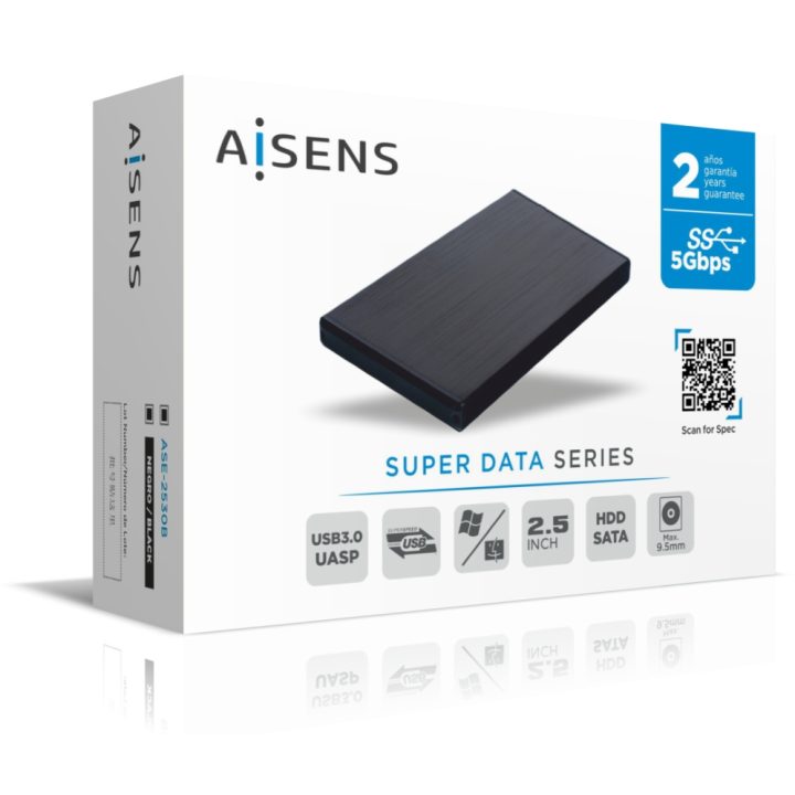 AISENS Caixa externa 2,5" ASE-2530B 9,5 mm SATA a USB 3.0/USB 3.1…