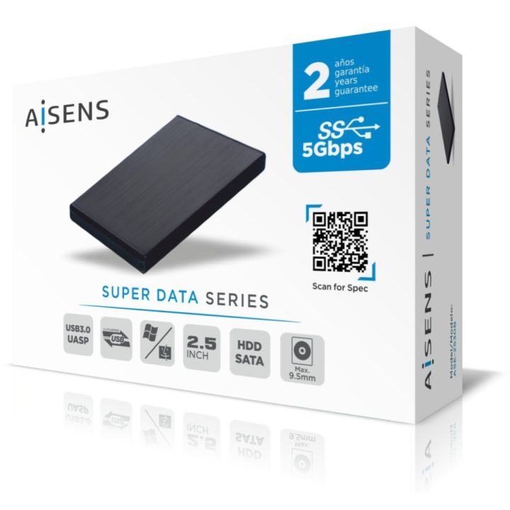 AISENS Caixa externa 2,5" ASE-2530B 9,5 mm SATA a USB 3.0/USB 3.1…