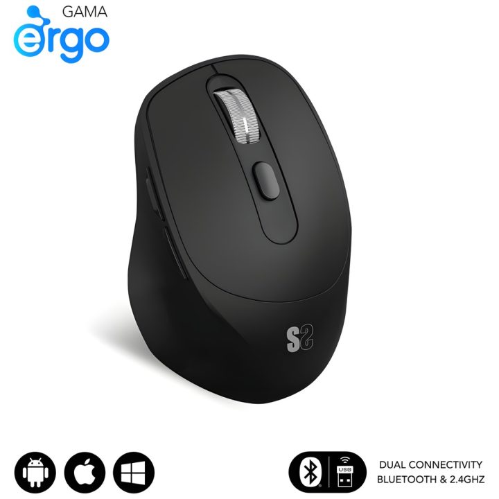 Rato sem fios Subblim curve ergo dual preto (SUBMO-EDCON01)