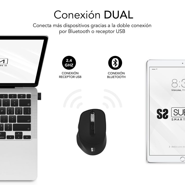 Subblim curve ergo dual wireless mouse black (SUBMO-EDCON01)