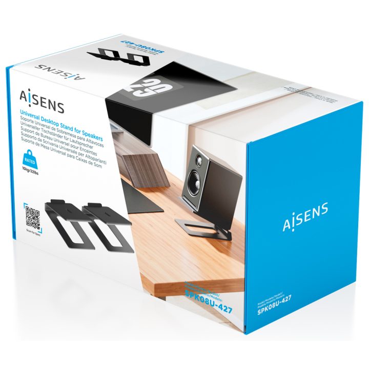 AISENS Universal Desktop Speaker Stand, Black
