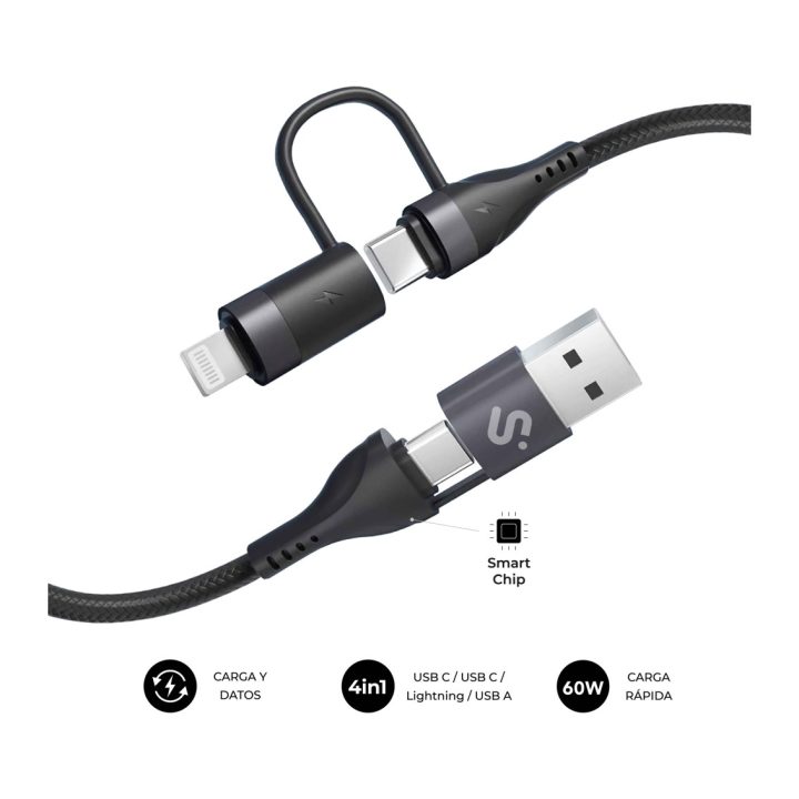 Subblim cable top 4IN1 60W c-c-l-a 1.2m (SUBCAB-4IN101)