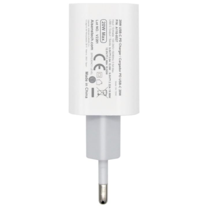 AISENS USB-C Charger PD3.0 1 Port 1x USB-C 20 W, White