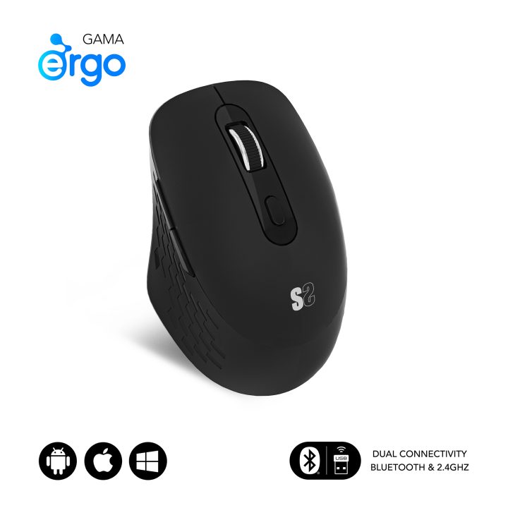 Subblim Curve Ergo Dual Wireless Mouse Black (SUBMO-EDCUR01)