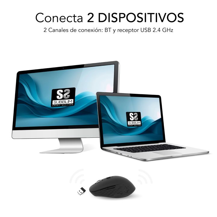 Subblim Curve Ergo Dual Wireless Mouse Black (SUBMO-EDCUR01)