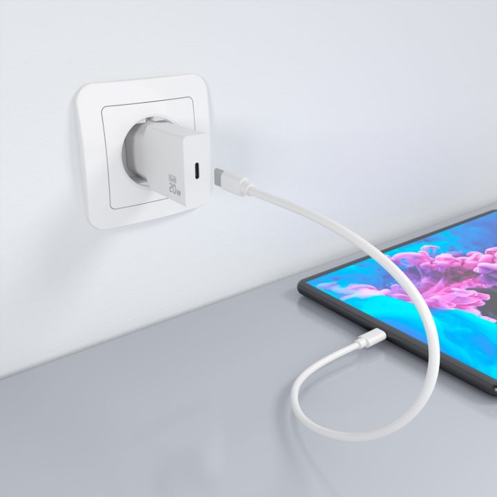 AISENS Ultra Slim GaN 20W Charger, 1xUSB-C PD3.0, White