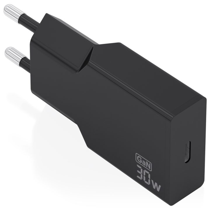 AISENS Ultra Slim GaN 30W Charger, 1xUSB-C PD3.0, Black