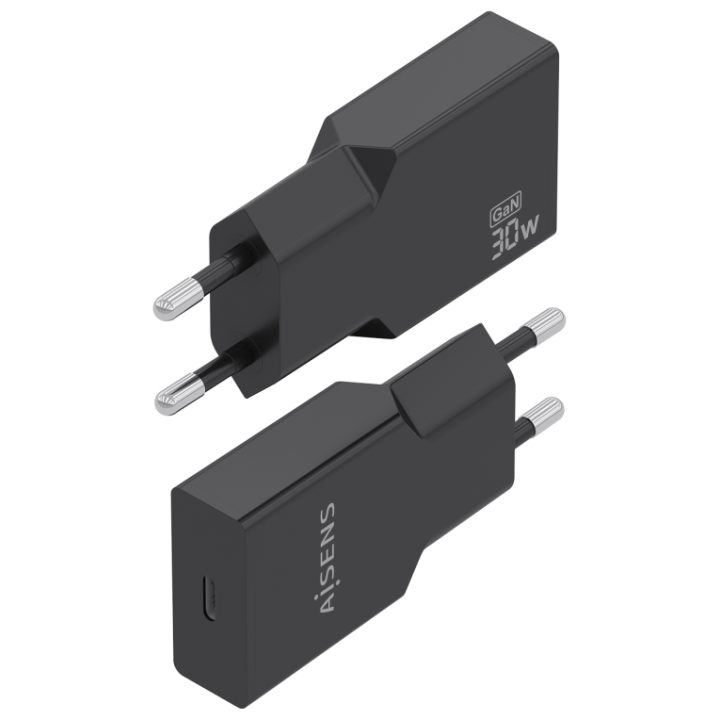 AISENS Carregador Ultra Fino GaN 30W, 1xUSB-C PD3.0, Preto