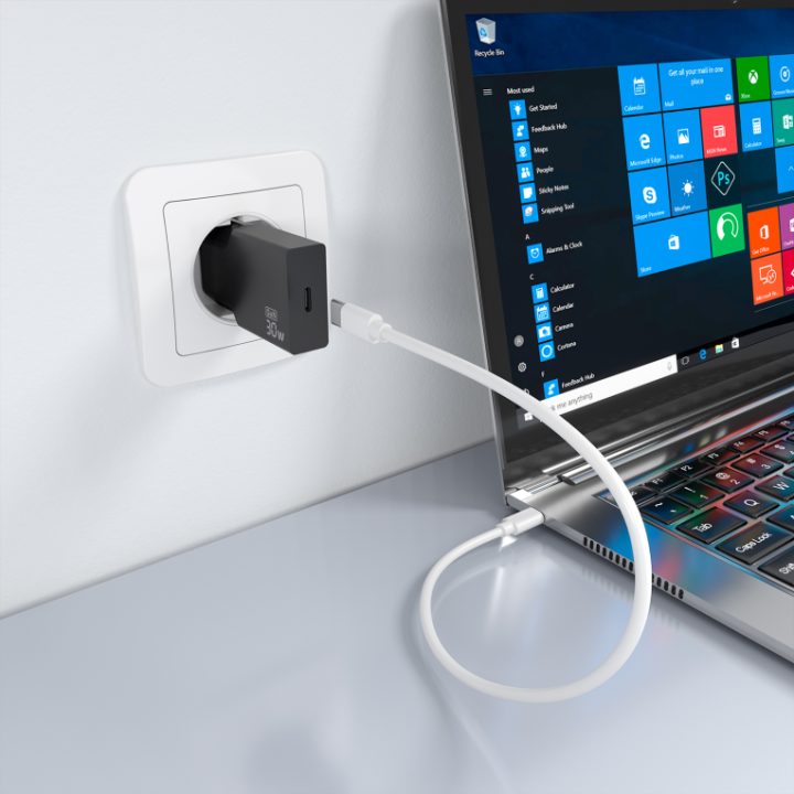 AISENS Carregador Ultra Fino GaN 30W, 1xUSB-C PD3.0, Preto
