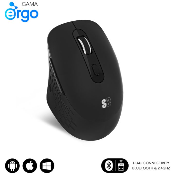 Subblim Curve Ergo Dual Wireless Mouse Black (SUBMO-EDCUR01)