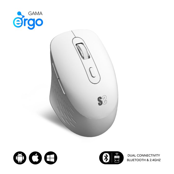 Raton inalambrico Subblim curve ergo dual blanco (SUBMO-EDCUR02)