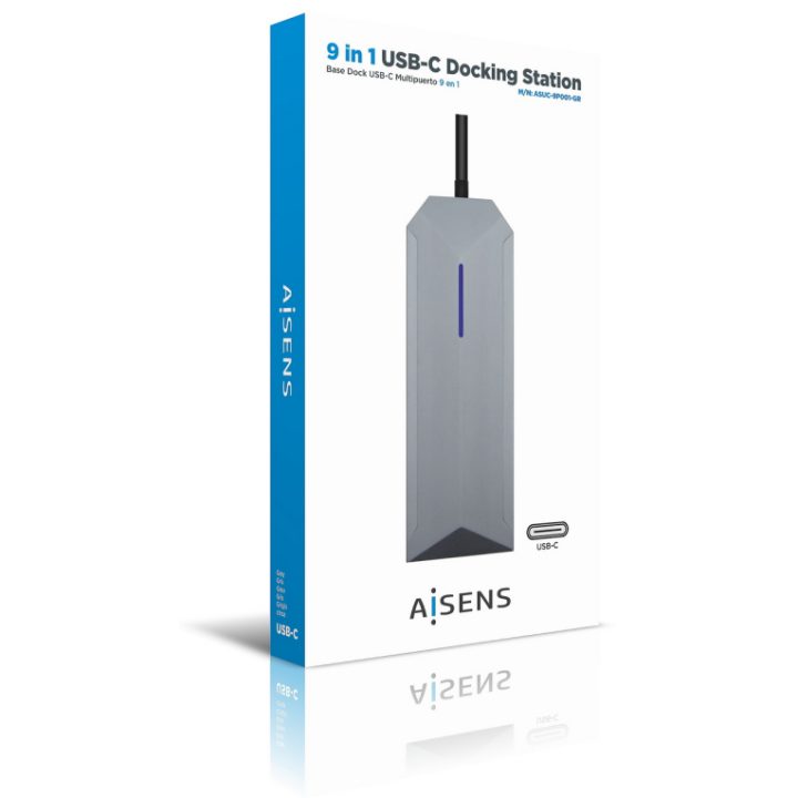 AISENS USB-C Dock 9 en 1, USB-C a 1x HDMI, 1xRJ45, 3x USB, 1x PD, 1x…