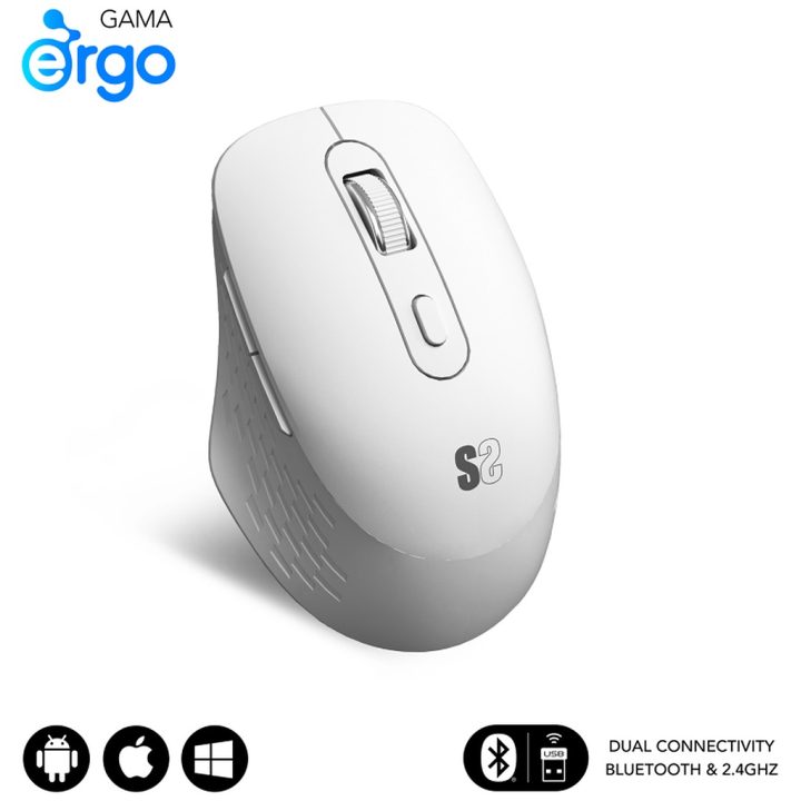 Subblim Curve Ergo Dual Wireless Mouse White (SUBMO-EDCUR02)