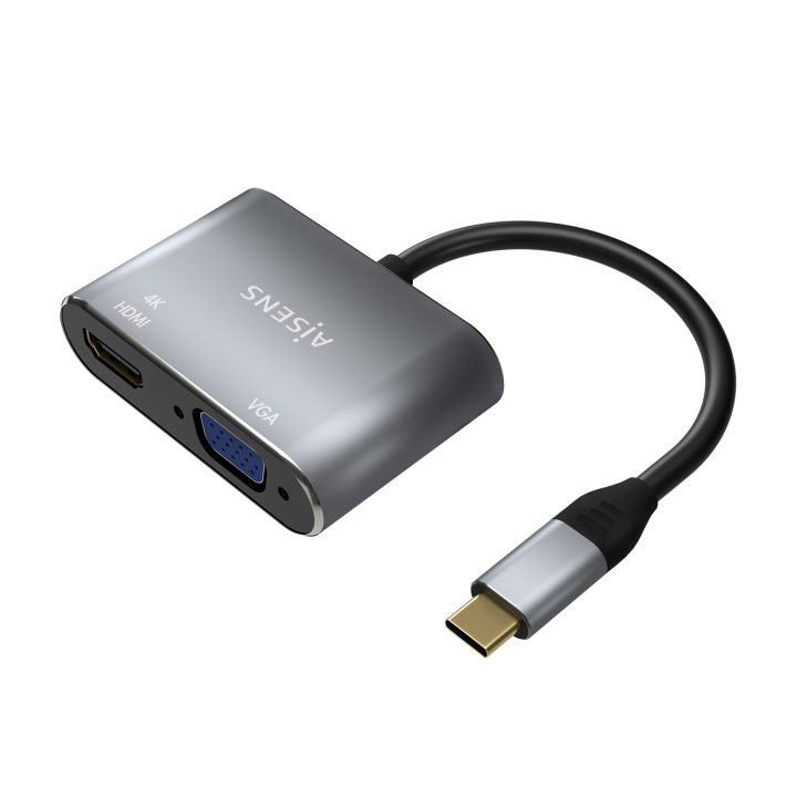 AISENS Conversor USB-C para VGA/HDMI 4K, USB-C/M-VGA/H-HDMI/H…