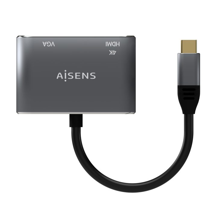 AISENS USB-C to VGA/HDMI 4K Converter, USB-C/M-VGA/H-HDMI/H, Gray…