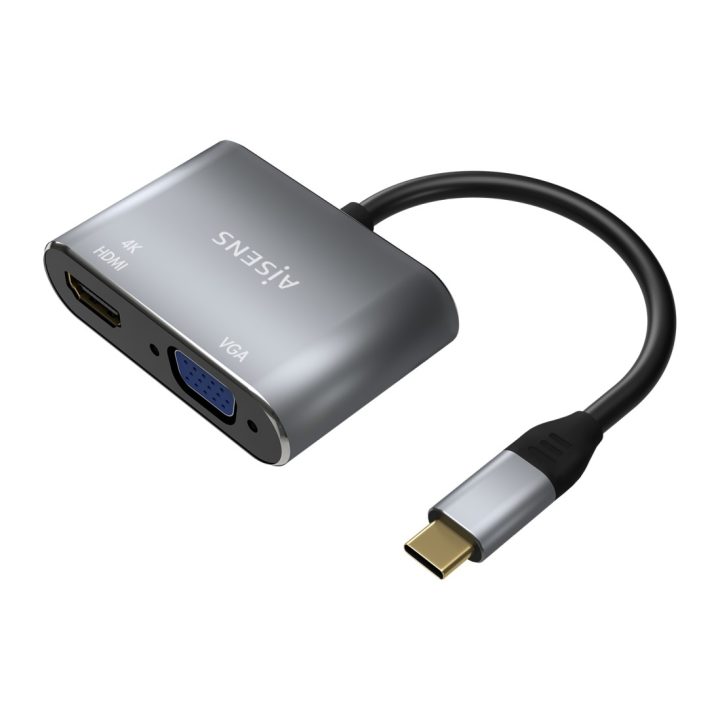 AISENS Conversor USB-C para VGA/HDMI 4K, USB-C/M-VGA/H-HDMI/H…