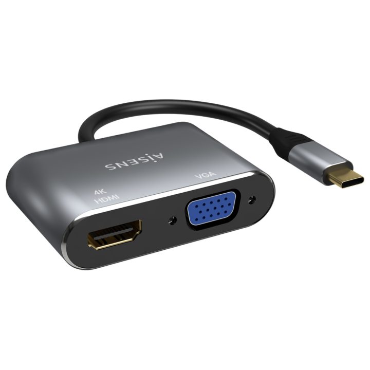 AISENS USB-C to VGA/HDMI 4K Converter, USB-C/M-VGA/H-HDMI/H, Gray…