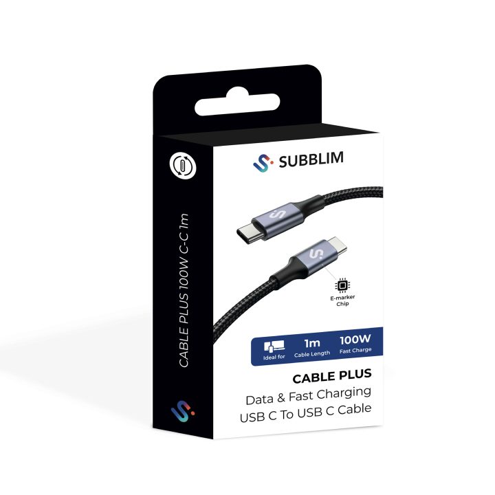 Cabo Subblim cable plus 100W c-c 1m branco (SUBCAB-C10010)