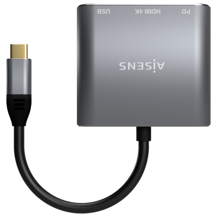 AISENS Conversor USB-C a HDMI/USB-C/Tipo A USB 3.0, 3 en 1, Gris, 15cm