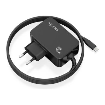 AISENS GaN Charger 45W PD3.0 1xUSB-C 1.8m, Black